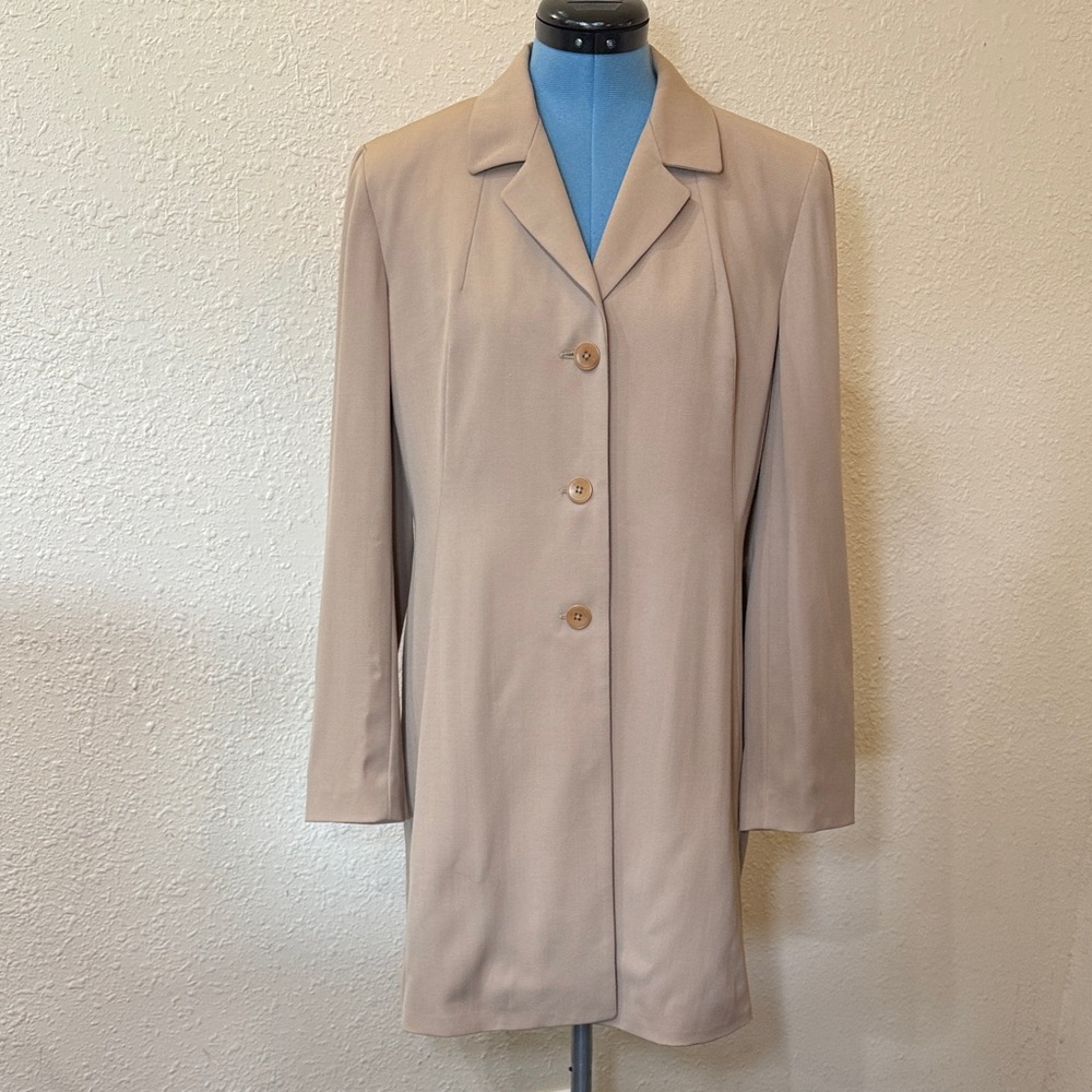 Women's Taupe Single-Breasted Blazer Coat
